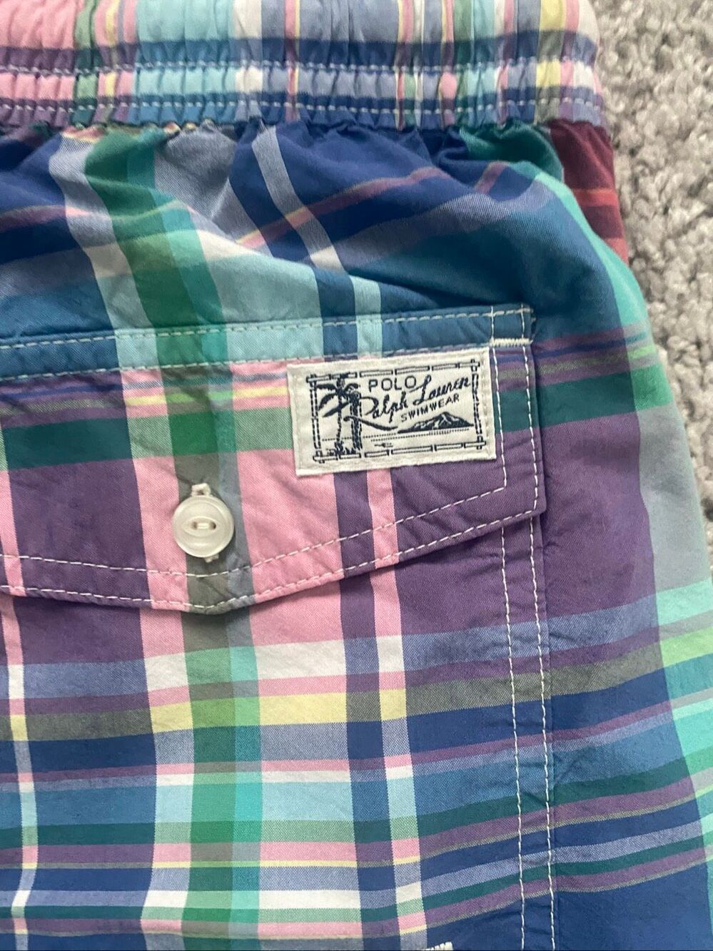 Polo Ralph Lauren Men’s Plaid Swim Trunks Shorts 190/96B Cotton Nylon Vtge- XXL - Picture 6 of 10